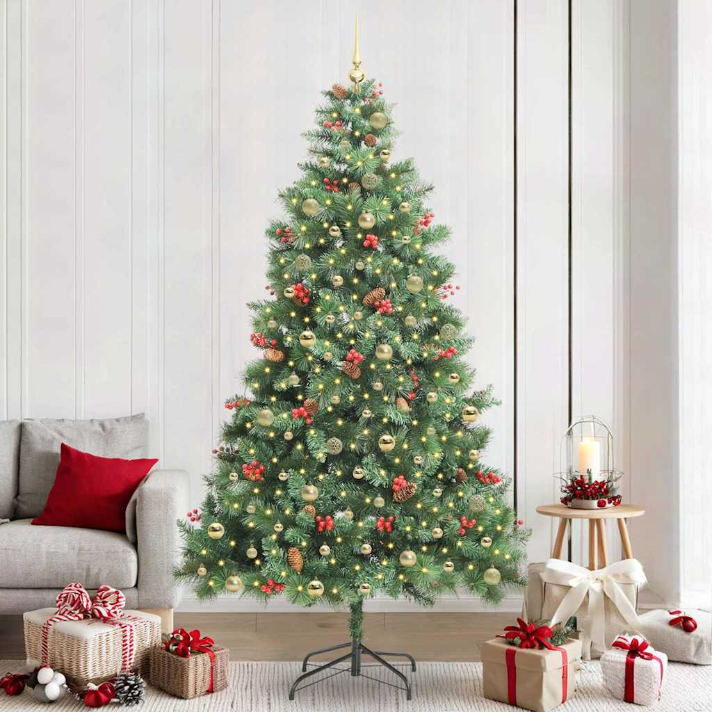 vidaXL Artificial Christmas Tree 300 LEDs Warm White PVC and Metal 1
