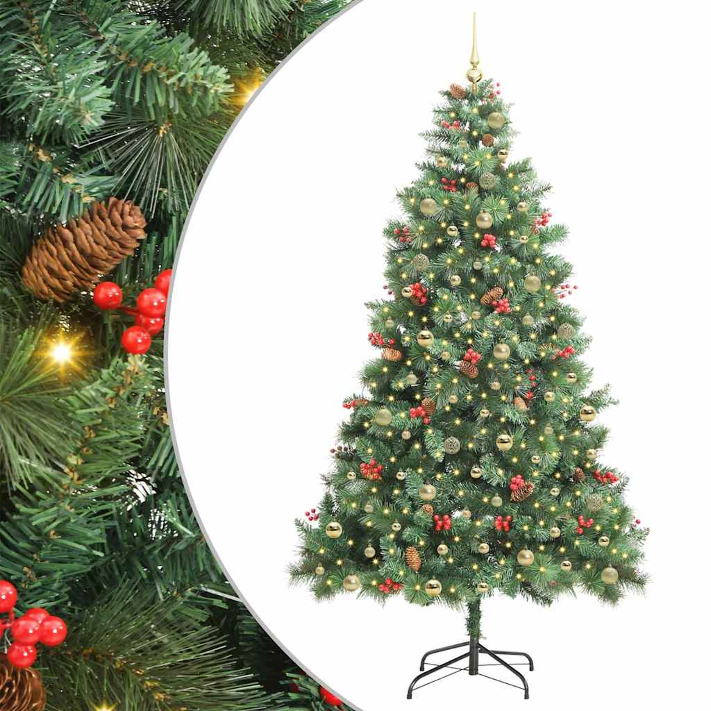 vidaXL Artificial Christmas Tree 300 LEDs Warm White PVC and Metal 2