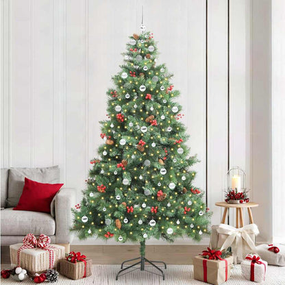 Artificial Christmas Tree 300 LEDs Warm White PVC and Metal 240 cm with LEDs&silver balls