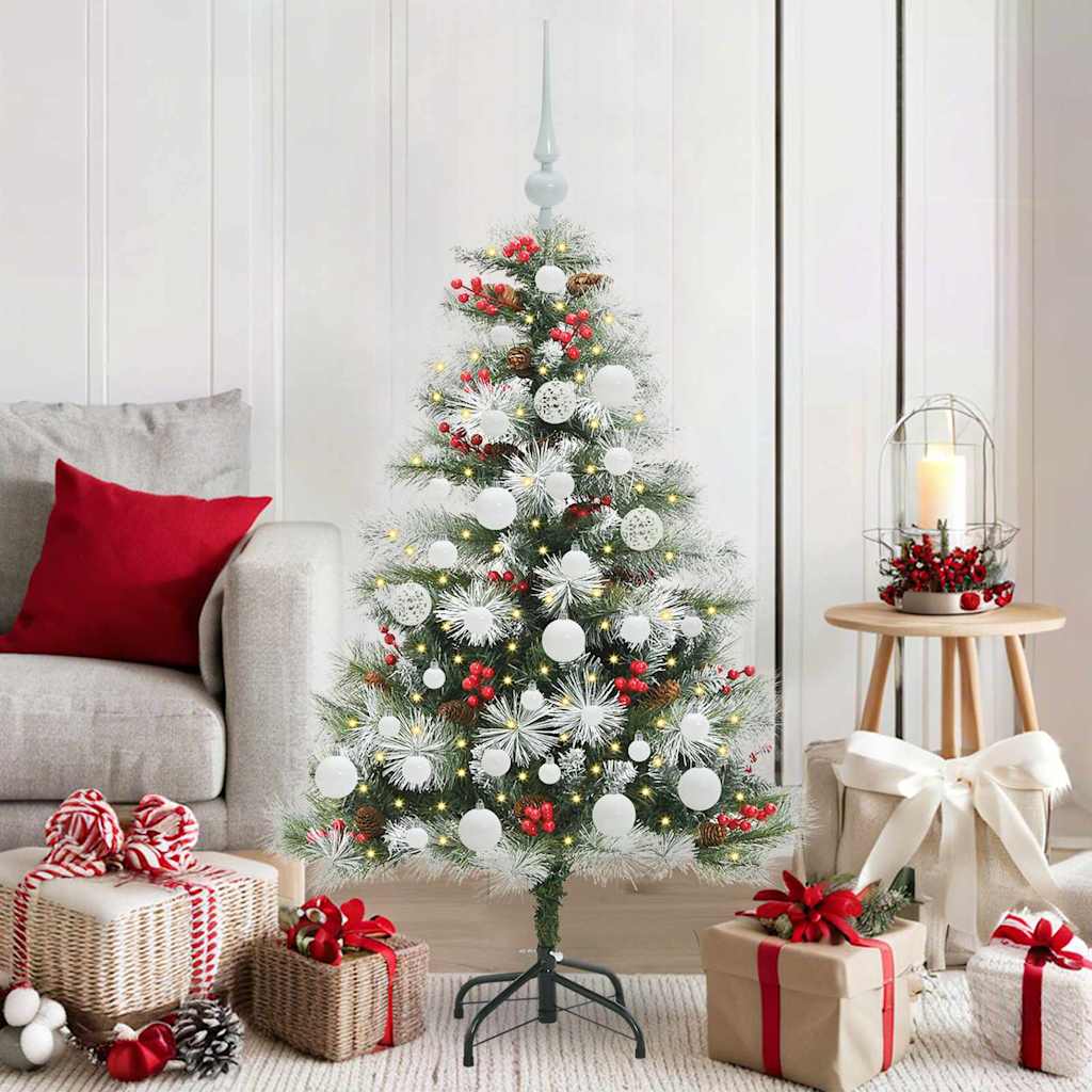 vidaXL Artificial Christmas Tree Green and white 120 cm 1