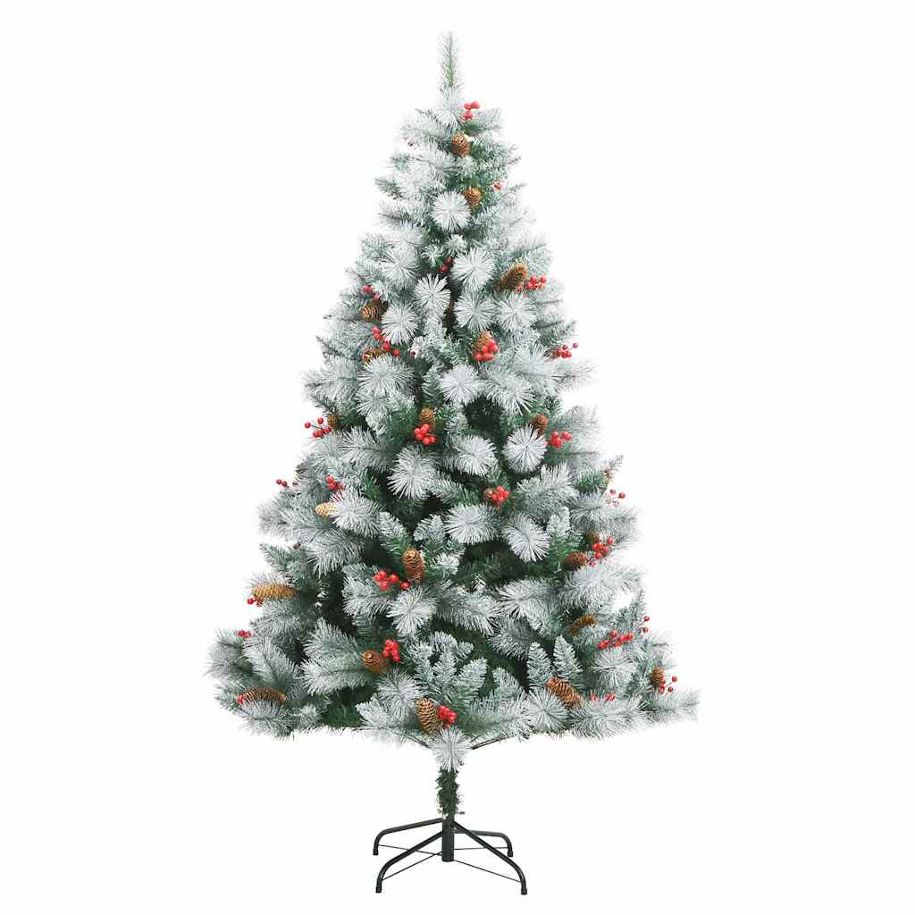 Artificial Christmas Tree Green and white 180 cm with LEDs&red balls