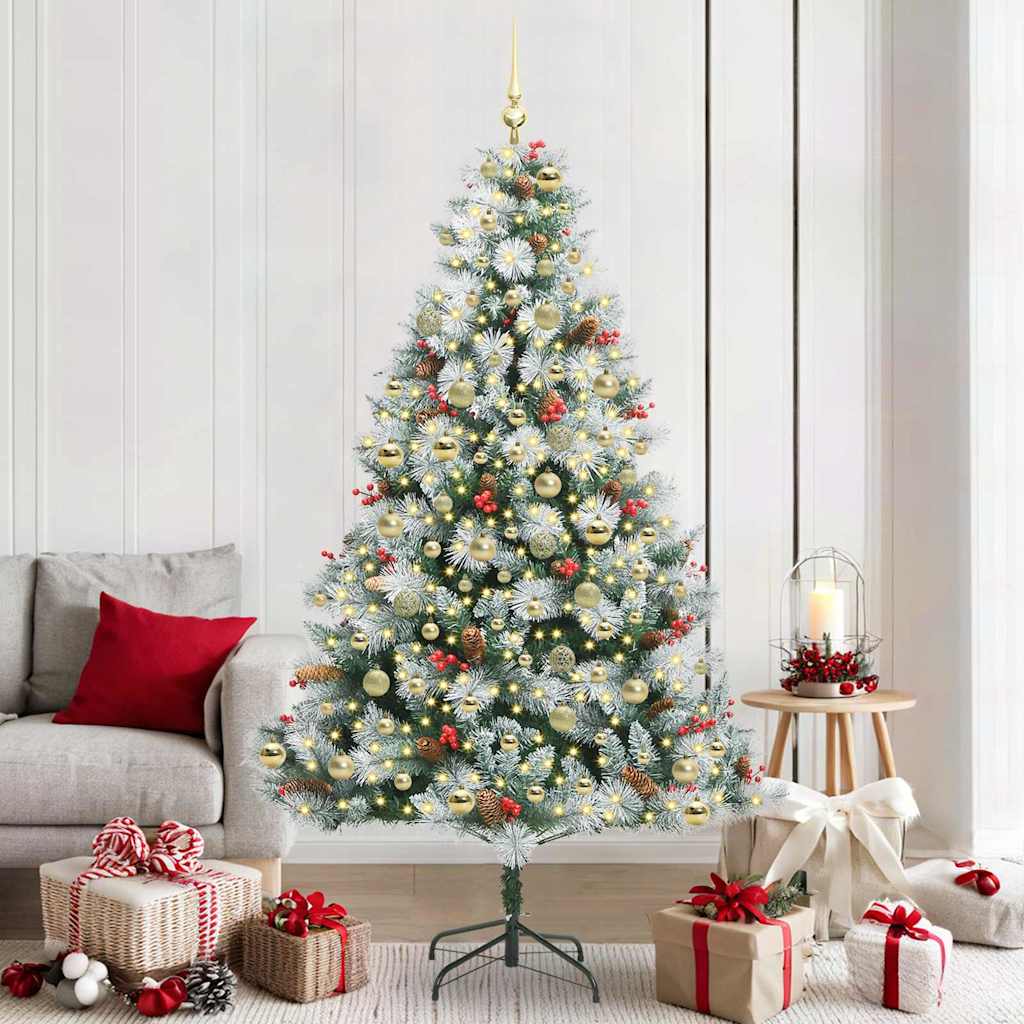 vidaXL Artificial Christmas Tree Green and white 210 cm 1