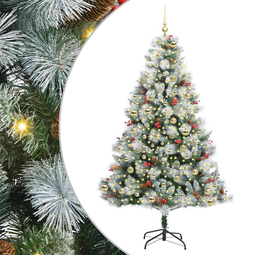 vidaXL Artificial Christmas Tree Green and white 210 cm 2
