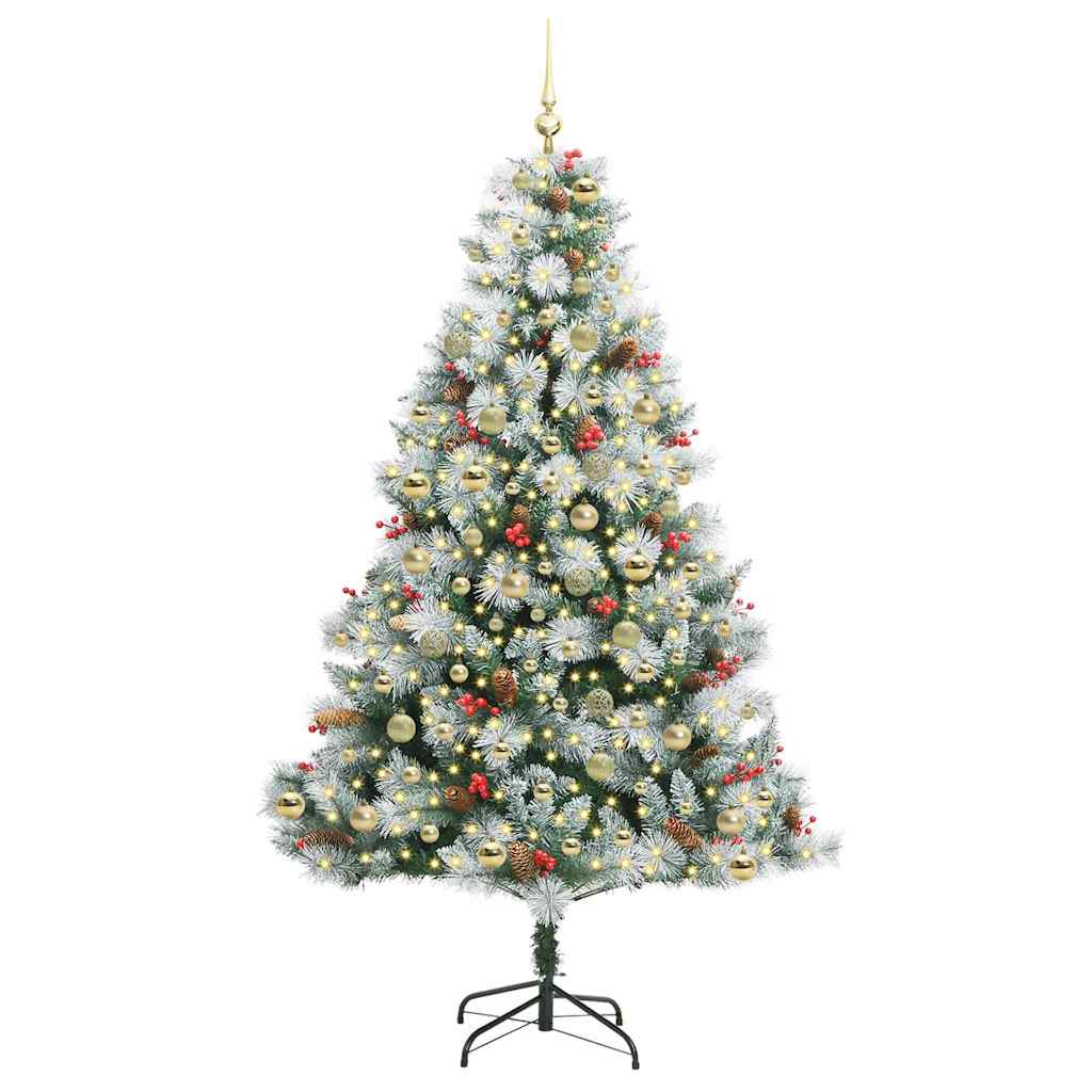 vidaXL Artificial Christmas Tree Green and white 210 cm 3