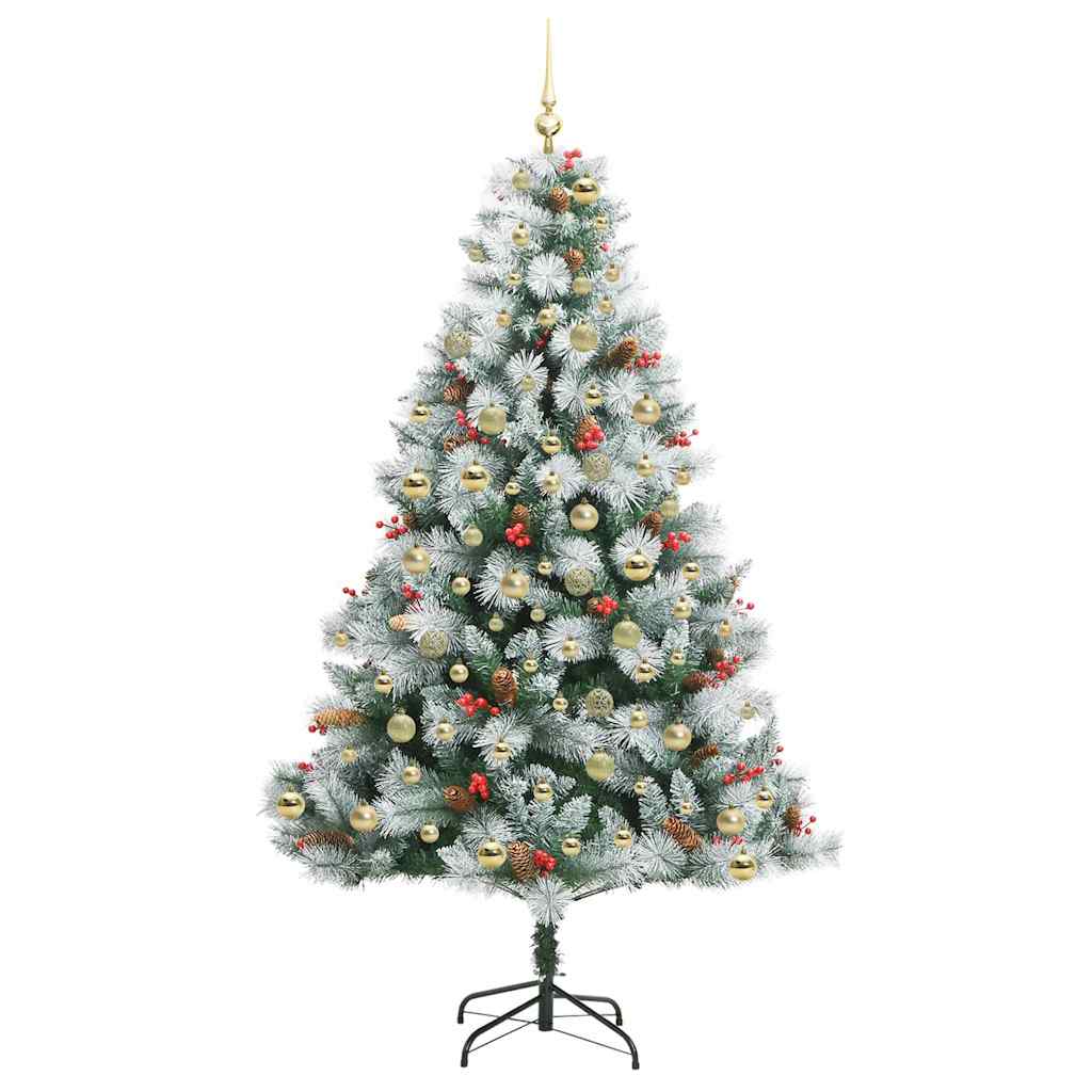 vidaXL Artificial Christmas Tree Green and white 210 cm 4