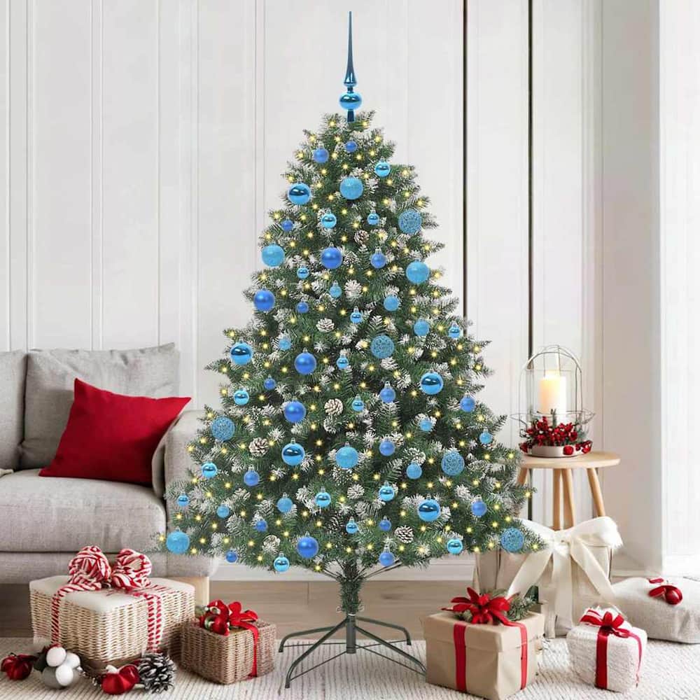 Artificial Christmas Tree Green 180 cm with LEDs&blue balls