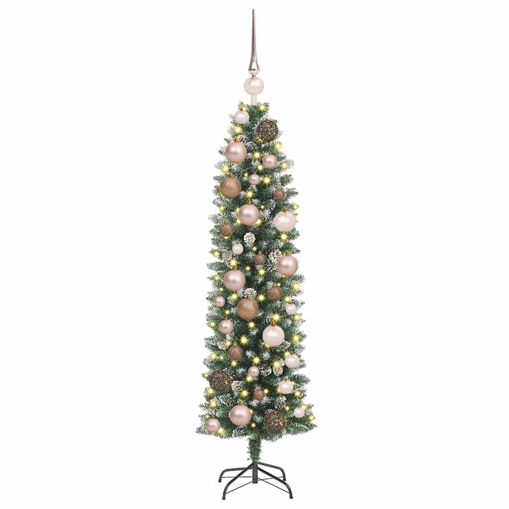vidaXL Artificial Slim Christmas Tree Green and White 120 cm 3
