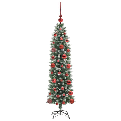 vidaXL Artificial Slim Christmas Tree Green and White 120 cm 4