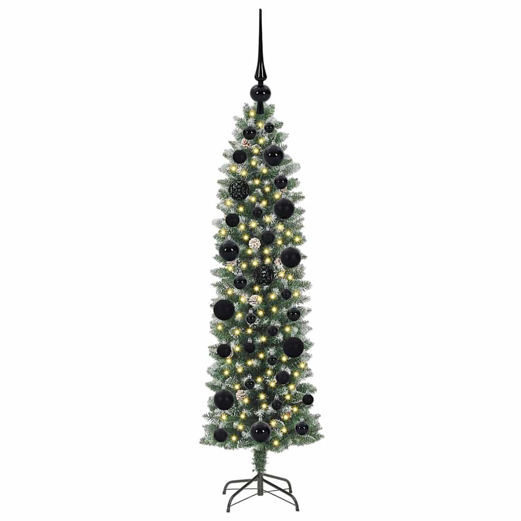 vidaXL Artificial Slim Christmas Tree Green and White 120 cm 3