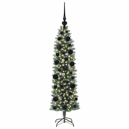 vidaXL Artificial Slim Christmas Tree Green and White 120 cm 3