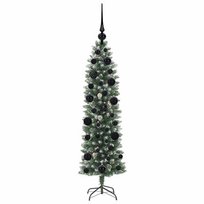 vidaXL Artificial Slim Christmas Tree Green and White 120 cm 4