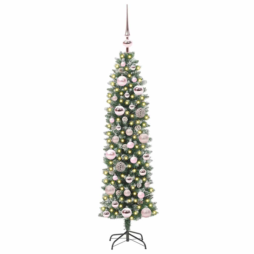vidaXL Artificial Slim Christmas Tree Green and White 120 cm 3