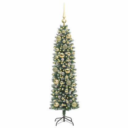 vidaXL Artificial Slim Christmas Tree Green and White 120 cm 3
