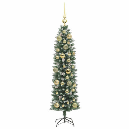 vidaXL Artificial Slim Christmas Tree Green and White 120 cm 4