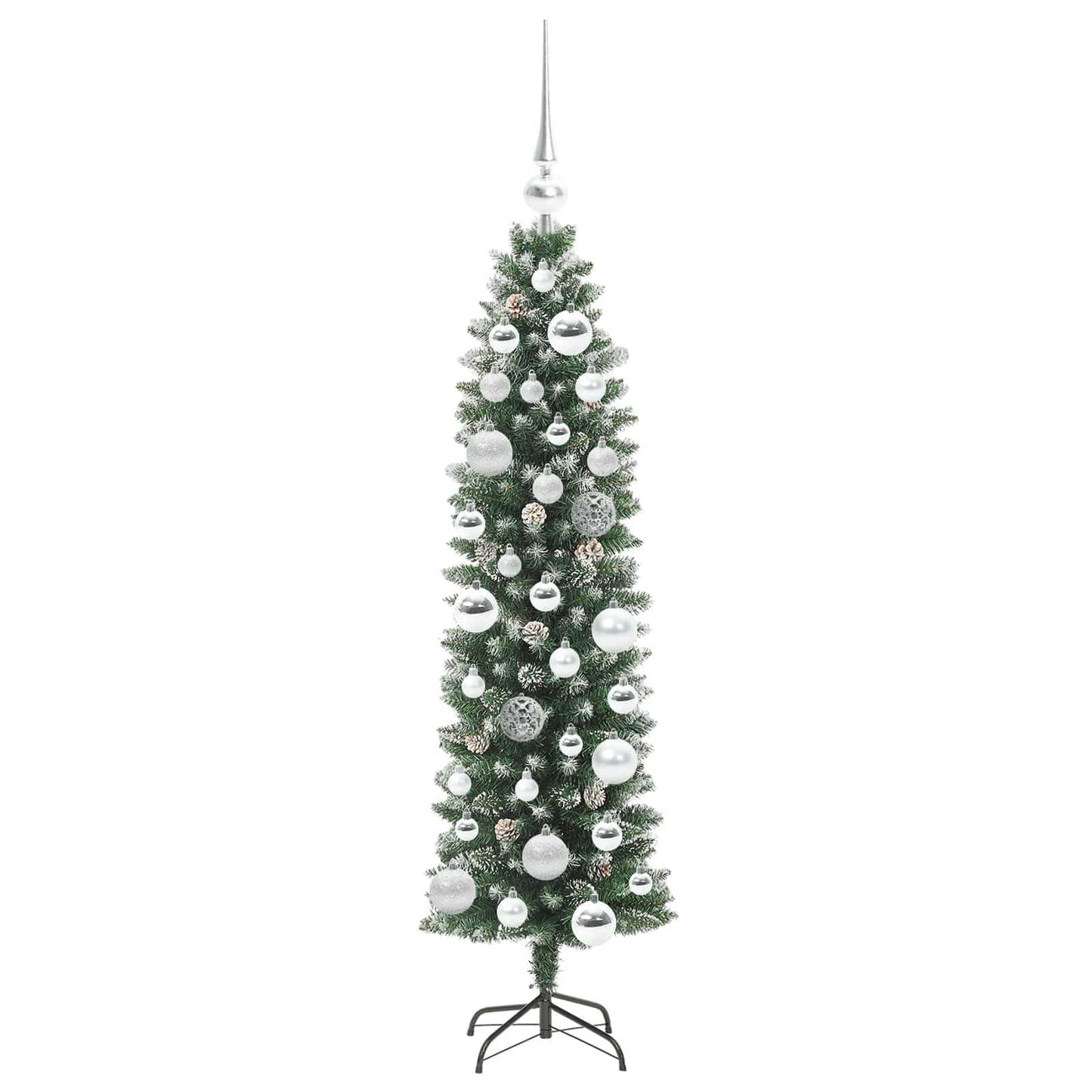 vidaXL Artificial Slim Christmas Tree Green and White 120 cm 4