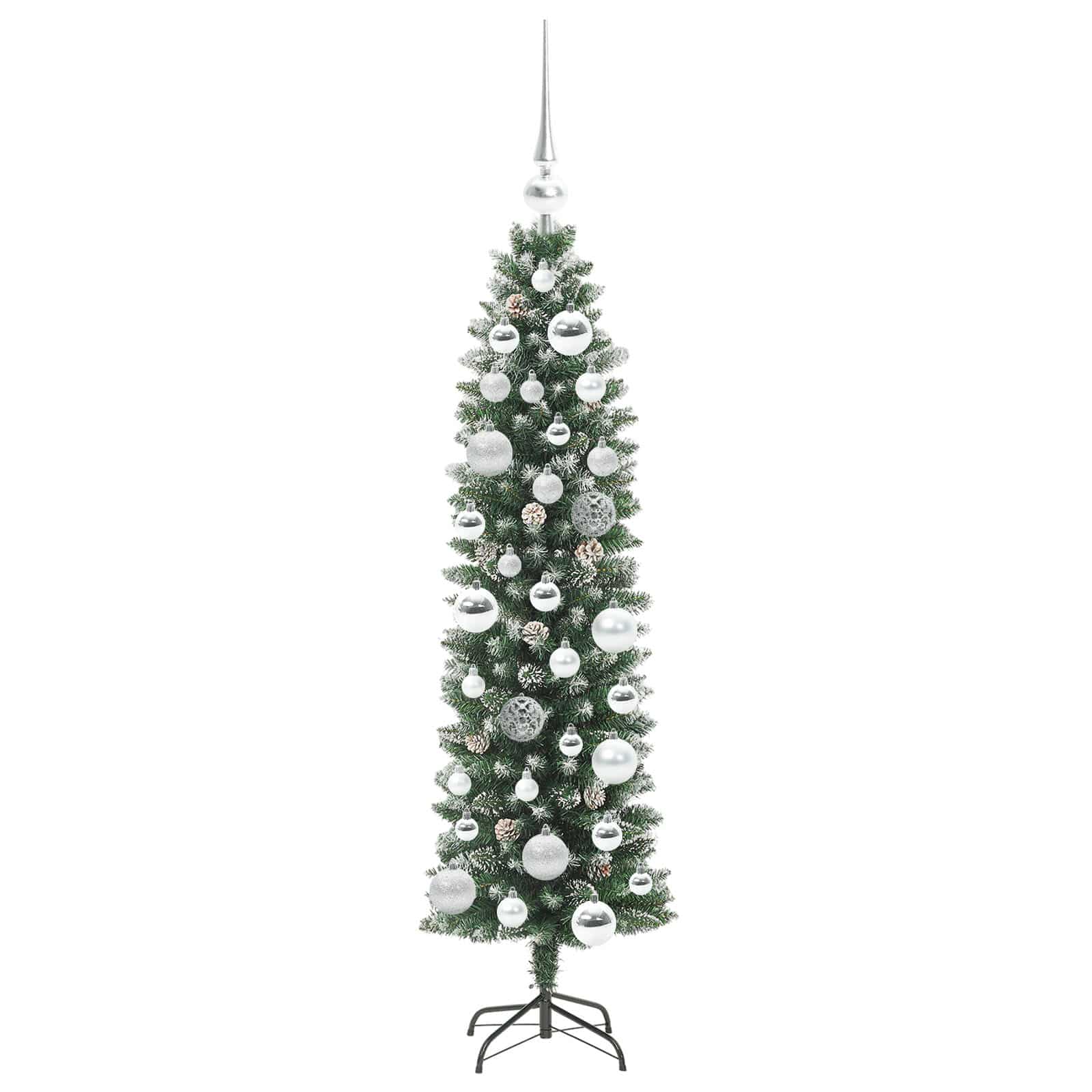 vidaXL Artificial Slim Christmas Tree Green and White 120 cm 4