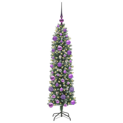 vidaXL Artificial Slim Christmas Tree Green and White 120 cm 3