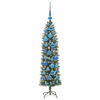 vidaXL Artificial Slim Christmas Tree Green and White 120 cm 4