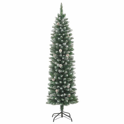 vidaXL Artificial Slim Christmas Tree Green and White 150 cm 5