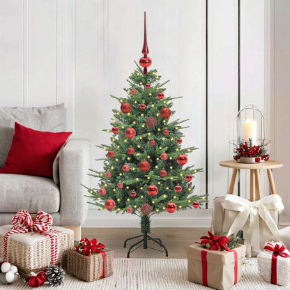 Artificial Pre-lit Christmas Tree with Ball Set 120 cm Green Width 120 cm with 150 LEDs &61 red balls