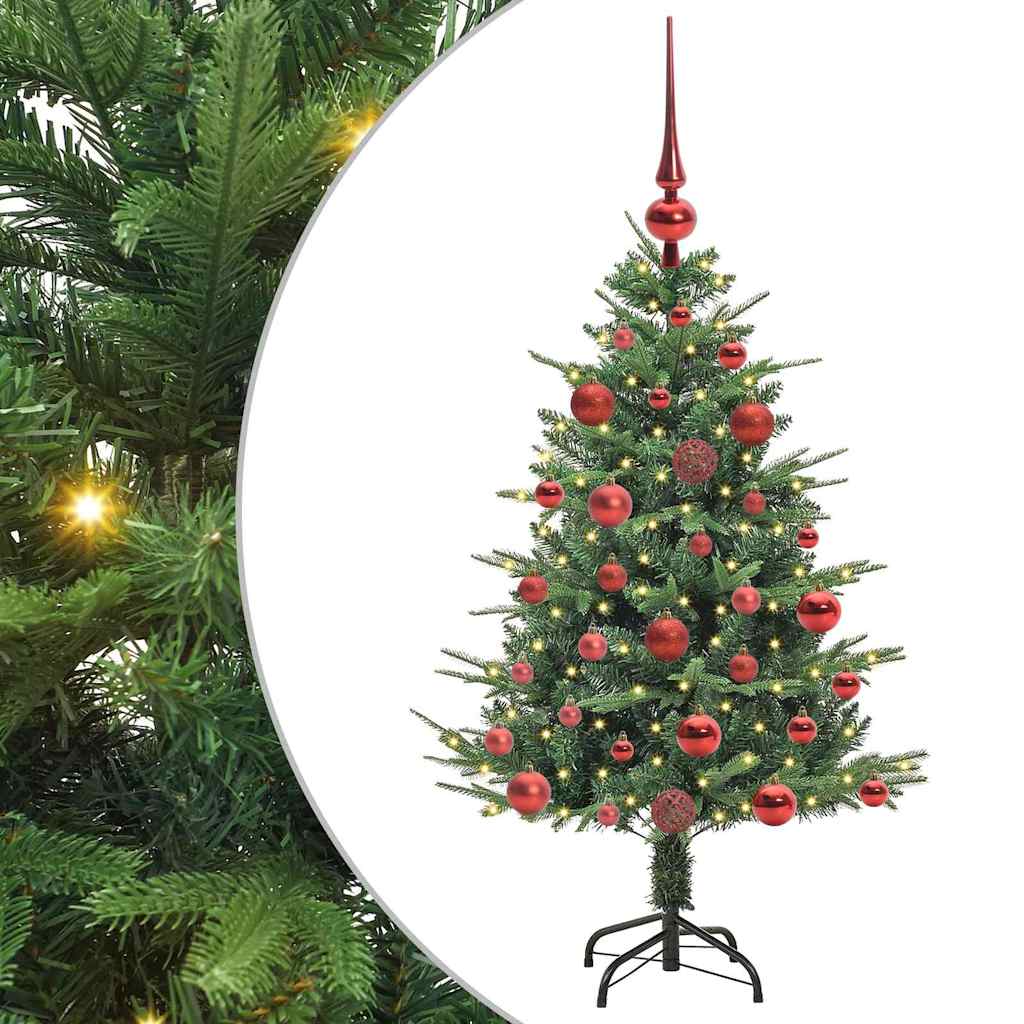 Artificial Pre-lit Christmas Tree with Ball Set 120 cm Green Width 120 cm with 150 LEDs &61 red balls