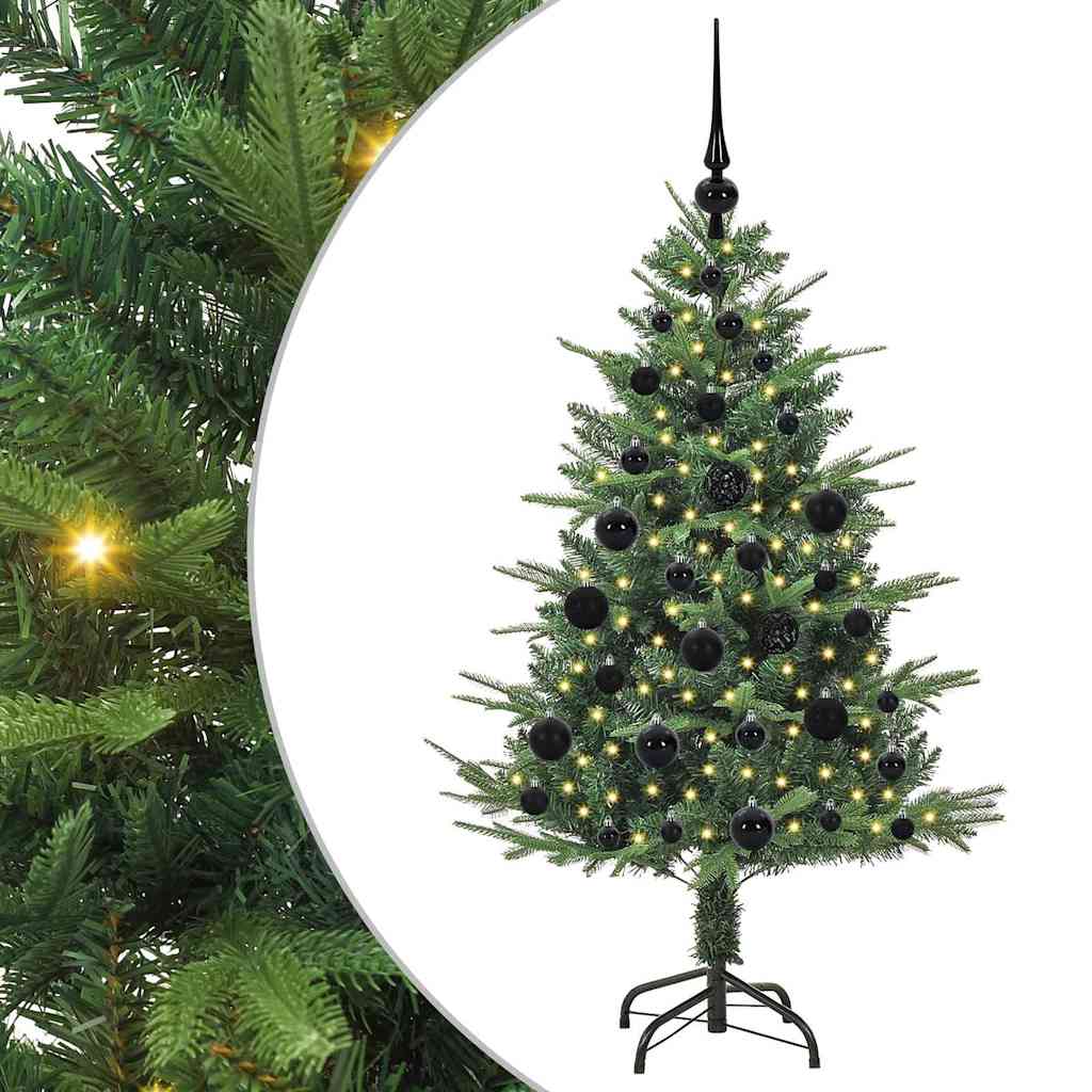 Artificial Pre-lit Christmas Tree with Ball Set 120 cm Green Width 120 cm with 150 LEDs &61 black balls