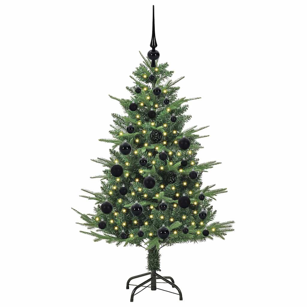 Artificial Pre-lit Christmas Tree with Ball Set 120 cm Green Width 120 cm with 150 LEDs &61 black balls