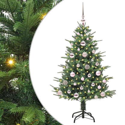 Artificial Pre-lit Christmas Tree with Ball Set 120 cm Green Width 120 cm with 150 LEDs &61 pink balls
