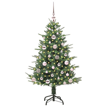 Artificial Pre-lit Christmas Tree with Ball Set 120 cm Green Width 120 cm with 150 LEDs &61 pink balls