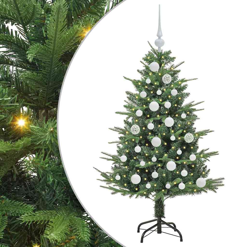 Artificial Pre-lit Christmas Tree with Ball Set 120 cm Green Width 120 cm with 150 LEDs &61 white balls