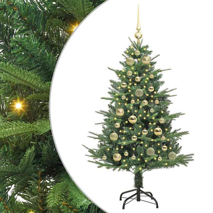 Artificial Pre-lit Christmas Tree with Ball Set 120 cm Green Width 120 cm with 150 LEDs &61 golden balls