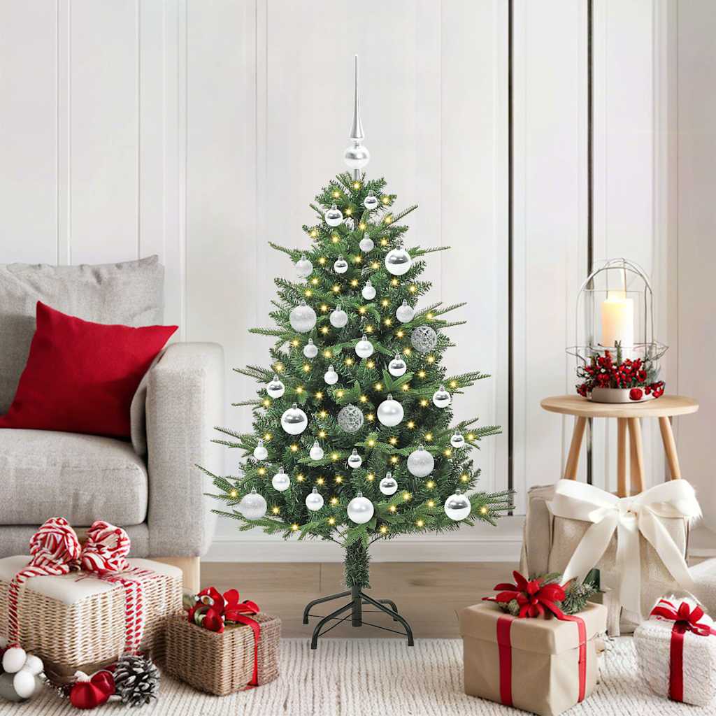 Artificial Pre-lit Christmas Tree with Ball Set 120 cm Green Width 120 cm with 150 LEDs &61 silver balls