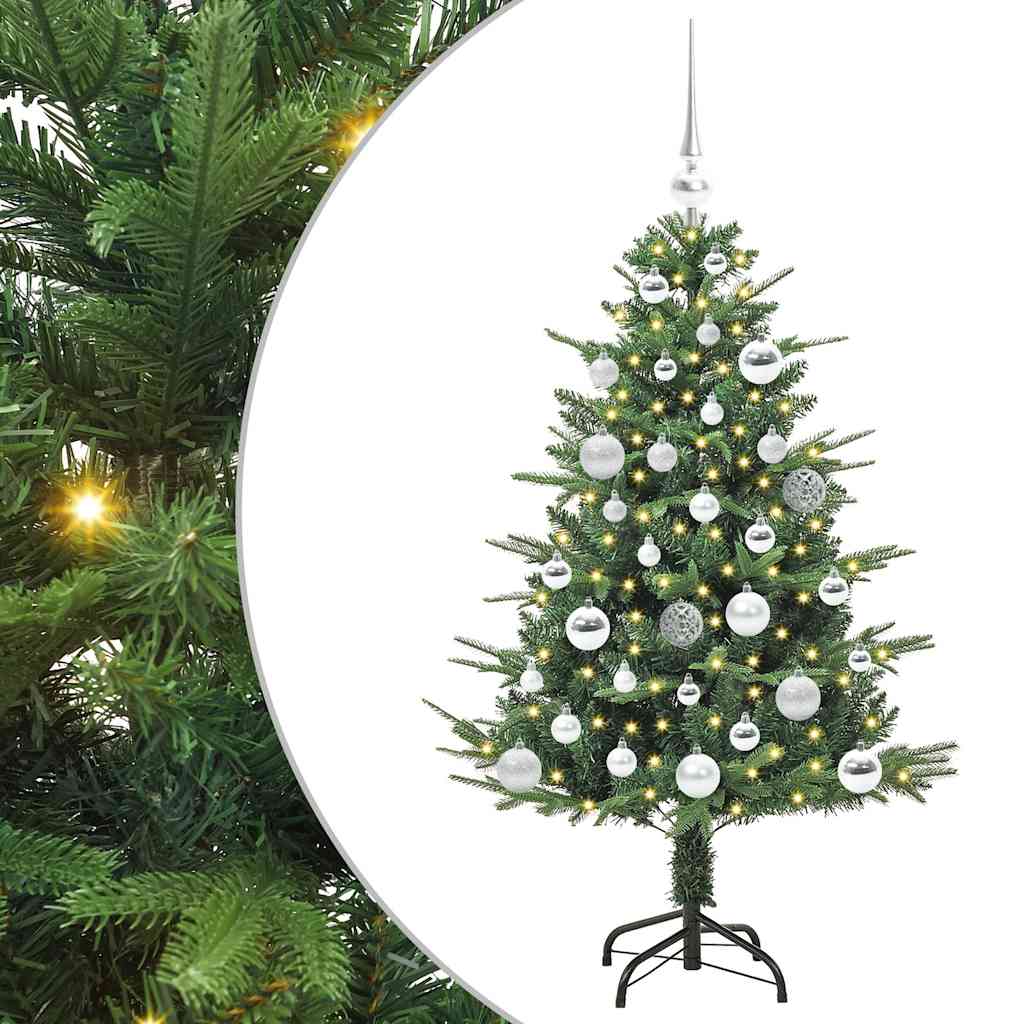 Artificial Pre-lit Christmas Tree with Ball Set 120 cm Green Width 120 cm with 150 LEDs &61 silver balls