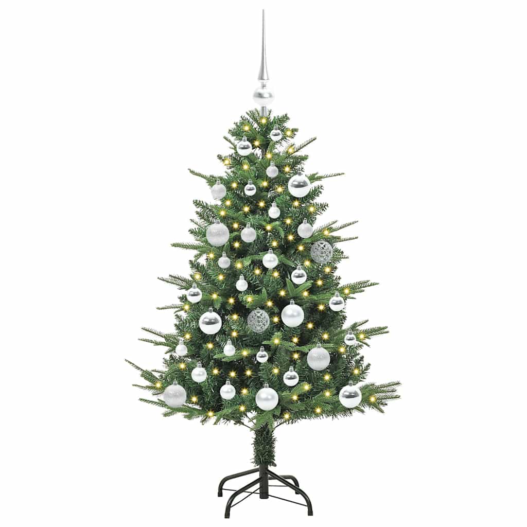 Artificial Pre-lit Christmas Tree with Ball Set 120 cm Green Width 120 cm with 150 LEDs &61 silver balls