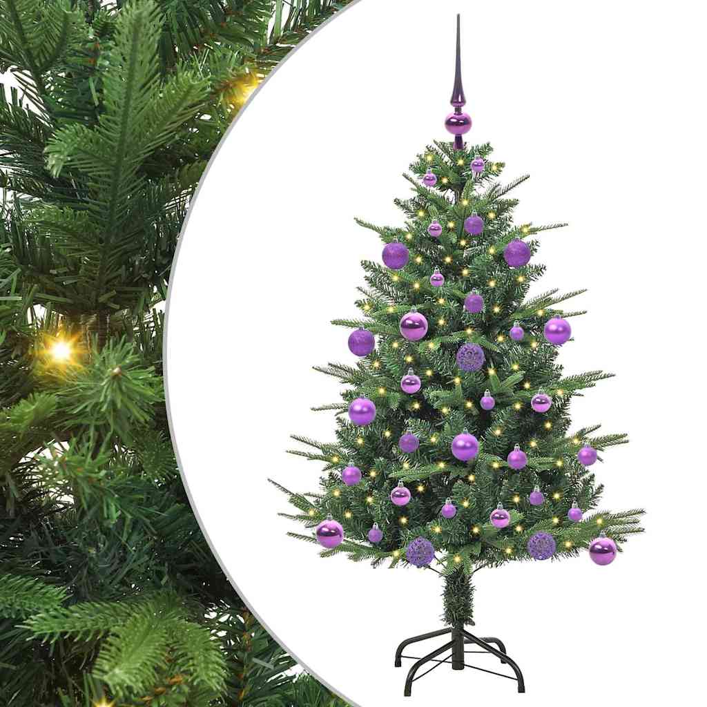 vidaXL Artificial Pre-lit Christmas Tree with Ball Set Green 120 cm 2