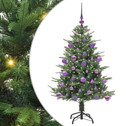 Artificial Pre-lit Christmas Tree with Ball Set 120 cm Green Width 120 cm with 150 LEDs &61 lilac balls