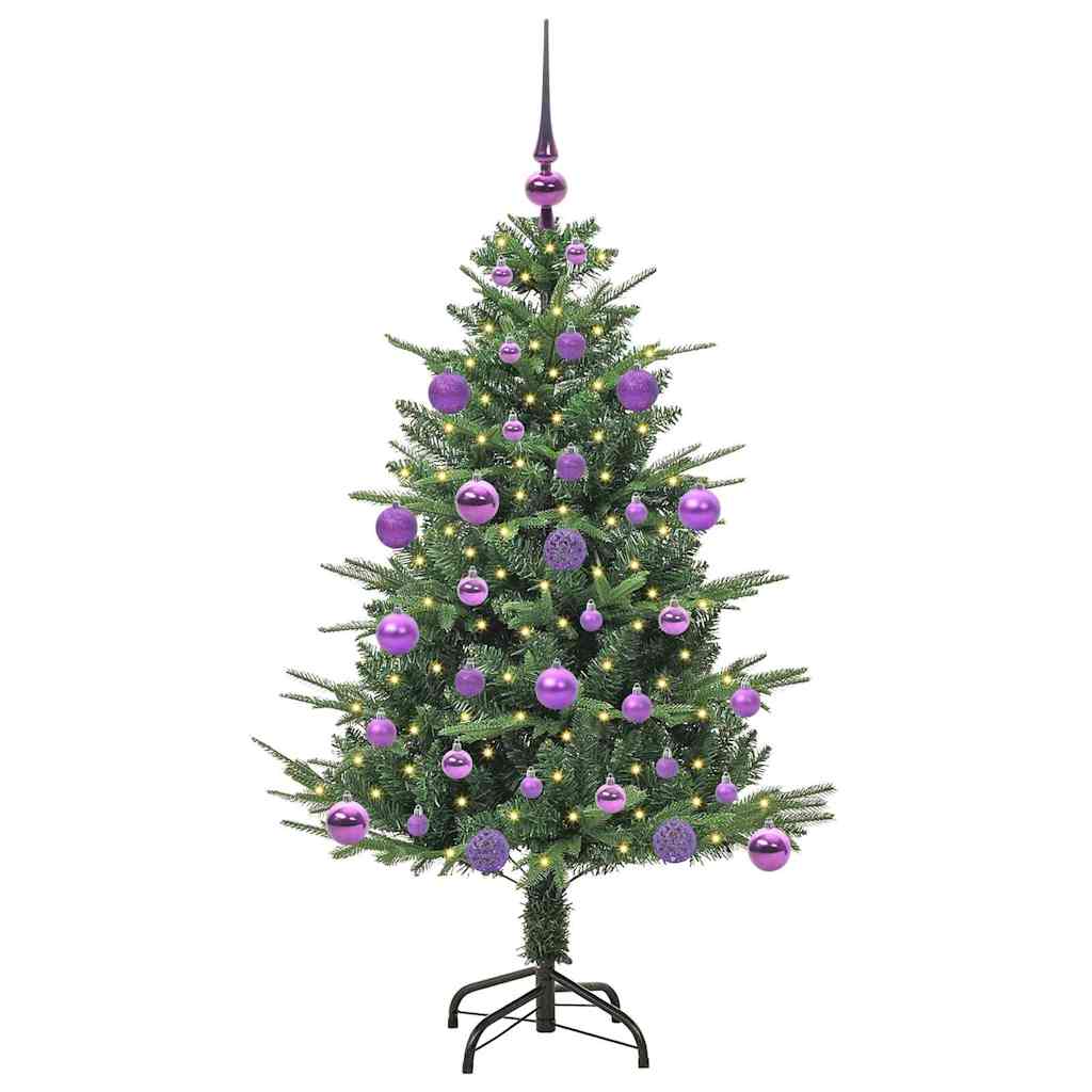 Artificial Pre-lit Christmas Tree with Ball Set 120 cm Green Width 120 cm with 150 LEDs &61 lilac balls
