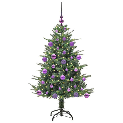 Artificial Pre-lit Christmas Tree with Ball Set 120 cm Green Width 120 cm with 150 LEDs &61 lilac balls