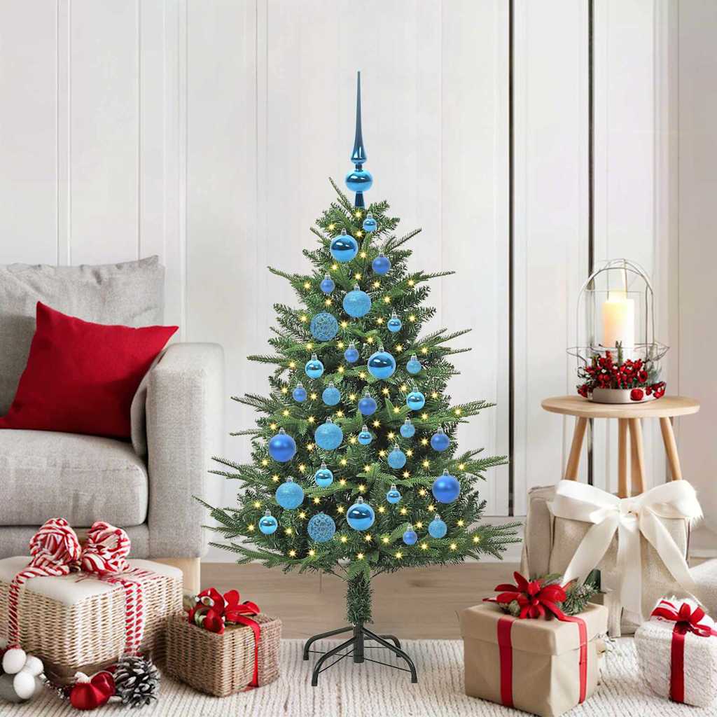 Artificial Pre-lit Christmas Tree with Ball Set 120 cm Green Width 120 cm with 150 LEDs &61 blue balls