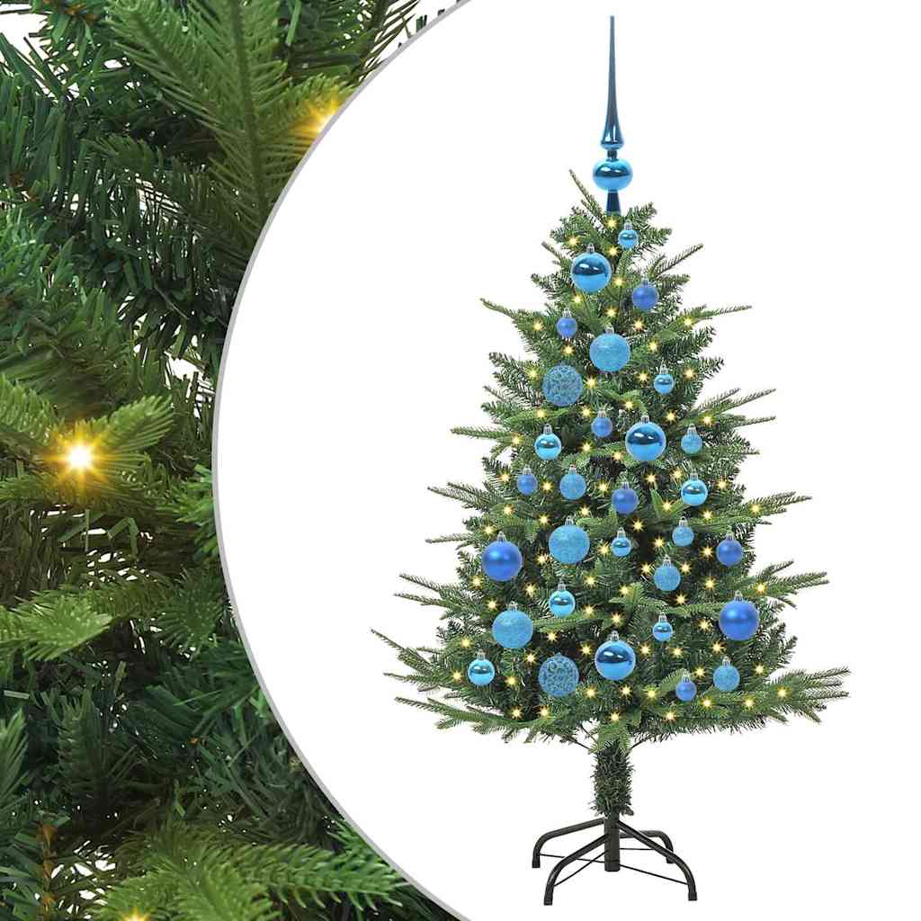 Artificial Pre-lit Christmas Tree with Ball Set 120 cm Green Width 120 cm with 150 LEDs &61 blue balls
