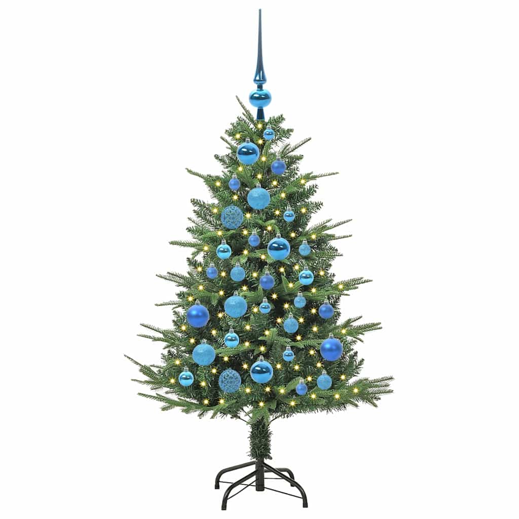 Artificial Pre-lit Christmas Tree with Ball Set 120 cm Green Width 120 cm with 150 LEDs &61 blue balls