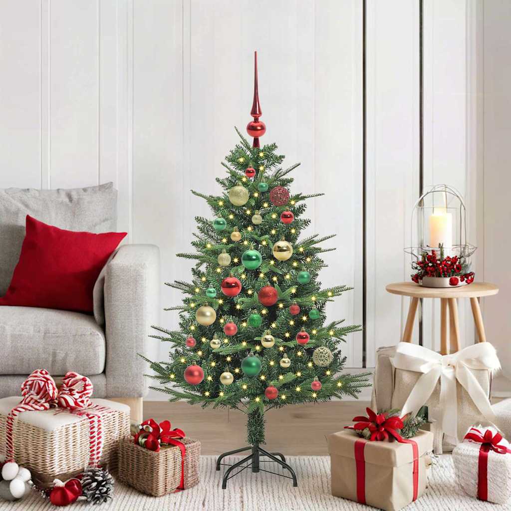Artificial Pre-lit Christmas Tree with Ball Set 120 cm Green Width 120 cm with 150 LEDs &61 multicolour balls