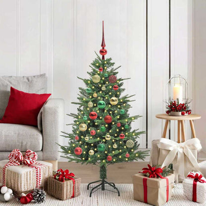 Artificial Pre-lit Christmas Tree with Ball Set 120 cm Green Width 120 cm with 150 LEDs &61 multicolour balls