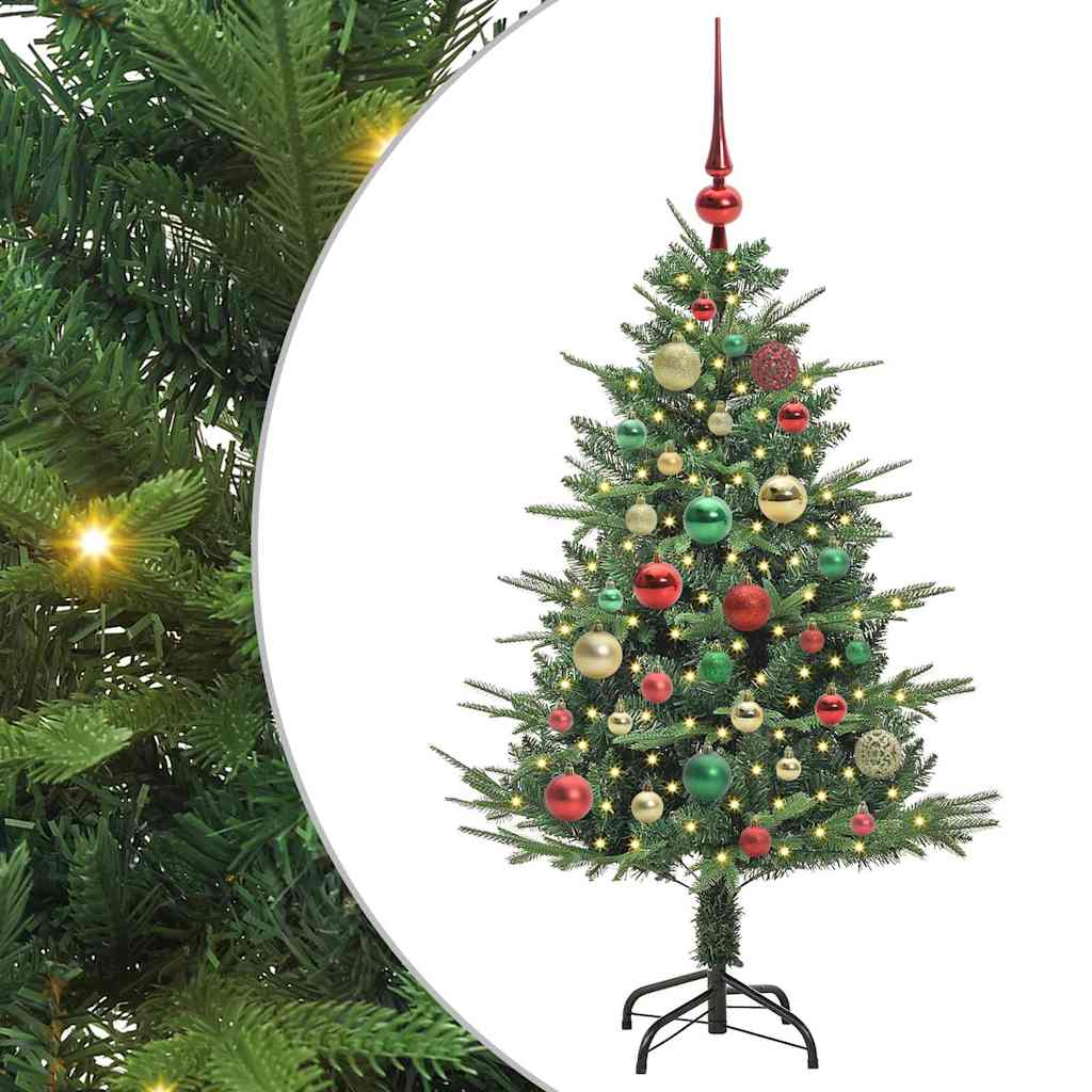 vidaXL Artificial Pre-lit Christmas Tree with Ball Set Green 120 cm 2