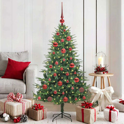 Artificial Pre-lit Christmas Tree with Ball Set 150 cm Green with 150 LEDs &61 red balls