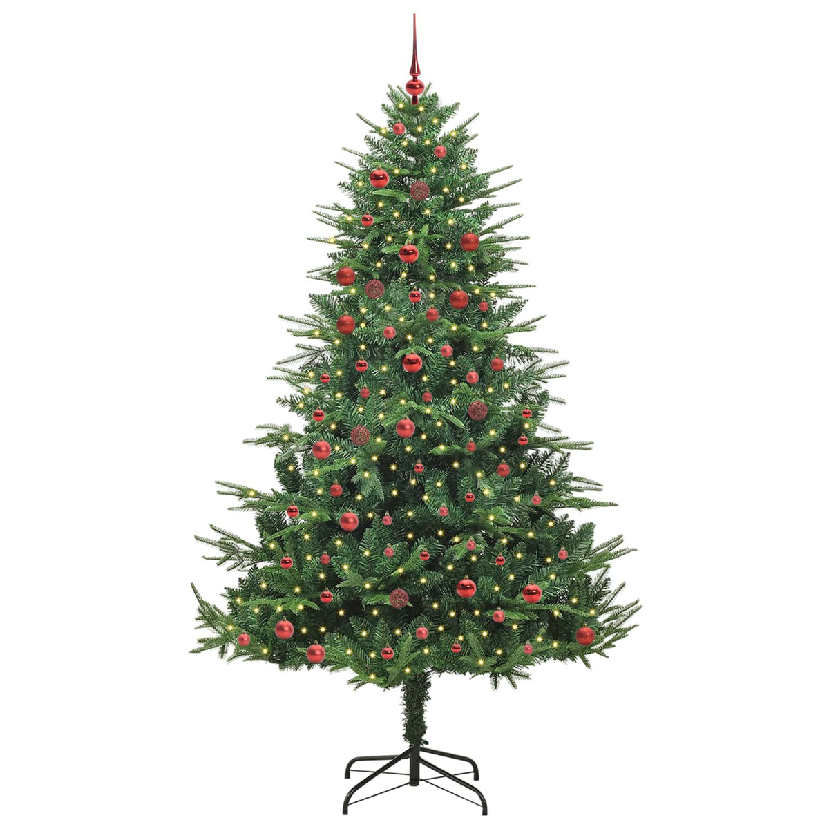 vidaXL Artificial Pre-lit Christmas Tree with Ball Set Green 210 cm 3
