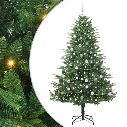vidaXL Artificial Pre-lit Christmas Tree with Ball Set Green 210 cm 2