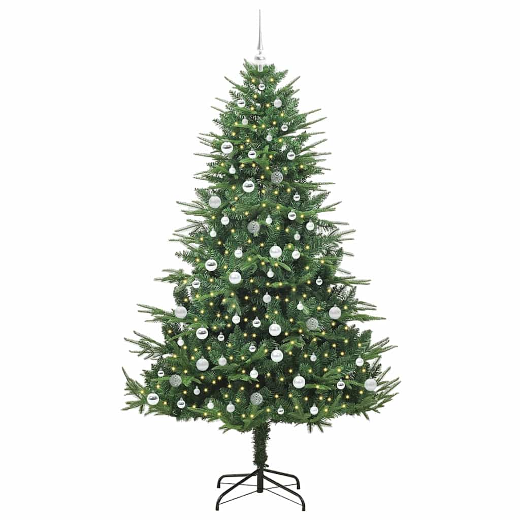 vidaXL Artificial Pre-lit Christmas Tree with Ball Set Green 210 cm 3