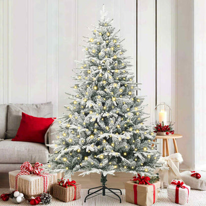 Artificial Pre-lit Christmas Tree with Ball Set Green 180 cm Green and White with 300 LEDs