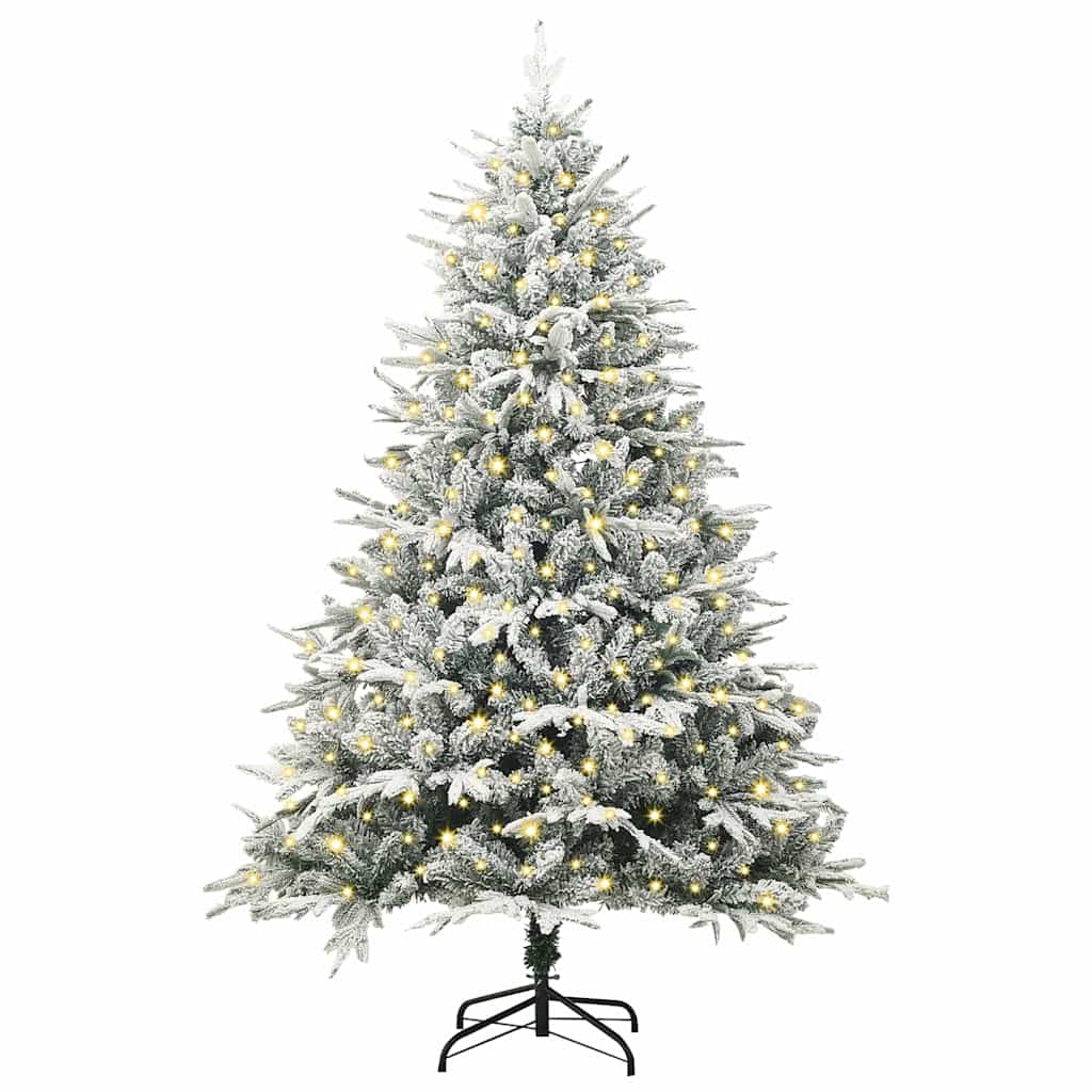 Artificial Pre-lit Christmas Tree with Ball Set Green 180 cm Green and White with 300 LEDs